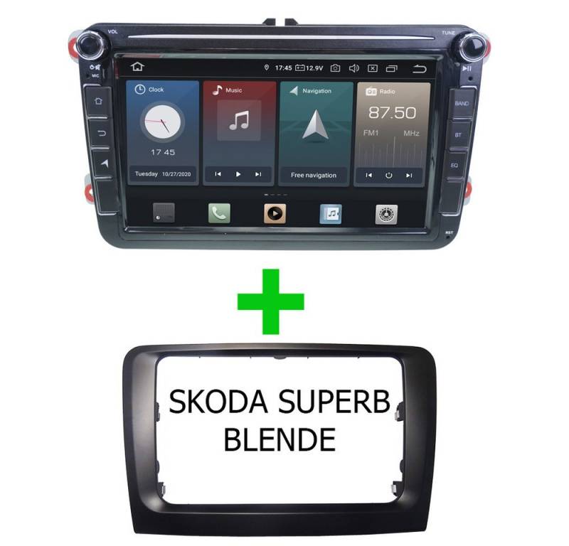 TAFFIO Für Skoda Superb 8" Touch Android Autoradio GPS USB CarPlay Einbau-Navigationsgerät von TAFFIO