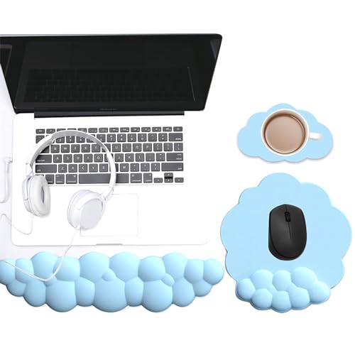 TAHUAON Cloud-Tastatur-Handgelenkauflage-Pad und Maus-Handgelenkauflage, Mauspad-Set, Memory-Schaum-Mauspad, ergonomisch, rutschfest, Handauflage, einfaches Tippen, Gaming für Laptop, Desktop-Computer TAHUAON Cloud-Tastatur-Handgelenkauflage-Pad und Maus-Handgelenkauflage, Mauspad-Set, Memory-Schaum-Mauspad, ergonomisch, rutschfest, Handauflage, einfaches Tippen, Gaming für Laptop, Desktop-Computer von TAHUAON