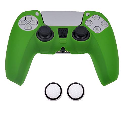 PS5 Controller-Schutzhüllen, grün, rutschfeste Silikon-Schutzhülle für Playstation 5 Controller, PS5 DualSense Wireless Controller Zubehör mit 2 nachtleuchtenden Daumengriffkappen von TAIFOND