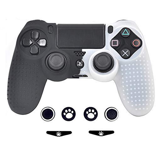 Taifond Anti-Rutsch-Silikon-Controller-Abdeckung für PS4/Slim/Pro Controller schwarz/weiß von TAIFOND