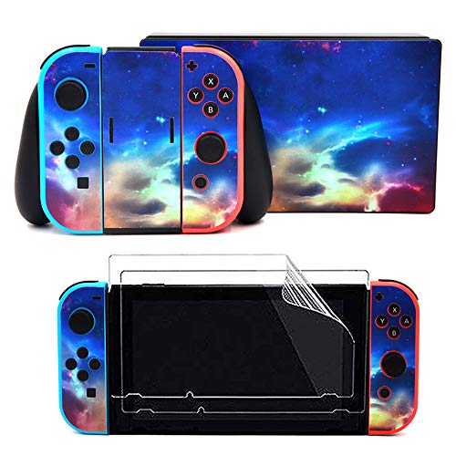 Taifond Aufkleber-Set für Nintendo Switch Konsole und Joy-Con-Controller und Dock-Schutz-Set (Farbiger Himmel) von TAIFOND