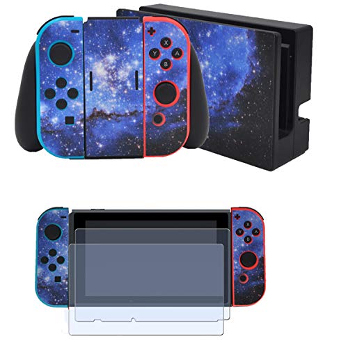 Taifond Aufkleber-Set für Nintendo Switch Konsole und Joy-Con Controller und Dock-Schutz-Set Blue Galaxy von TAIFOND