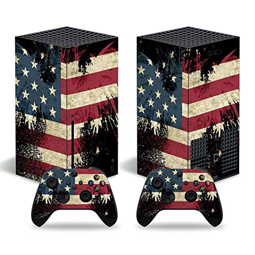 Vinyl-Aufkleber für Microsoft Xbox Serie X Konsole, The Flag of United Status, Xbox Series X Skins mit zwei kostenlosen kabellosen Controller-Aufklebern von TAIFOND