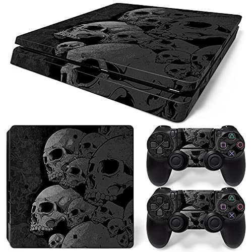 Vinyl-Aufkleber für PS4, schmal, schwarzer Totenkopf, PS4 S, Konsole und Controller, Vinyl-Aufkleber von TAIFOND