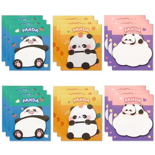 TAIHOBO 540 Blätter Panda Haftnotizen Klebezettel, 18 Stück Süße Cartoon Selbstklebend Sticky Notes Aesthetic, Wiederaufklebbar Notizzettel, für Büro Schule Haus Kühlschrank To Do Liste von TAIHOBO