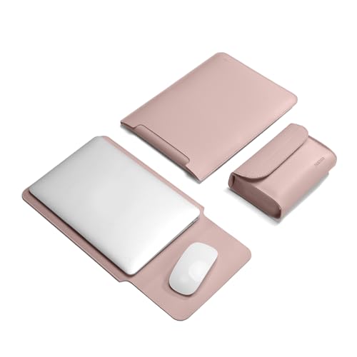 TAIKESEN Laptop-Hülle kompatibel mit MacBook Air 13,6/Pro/Max M2/M1 A2779 A2442 14, 13,5 Surface 5/4/3/2/1, 14 Zoll Dell ASUS Acer Chromebook/HP Stream/IdeaPad, PU-Tasche mit Kleiner Hülle, Rosa von TAIKESEN