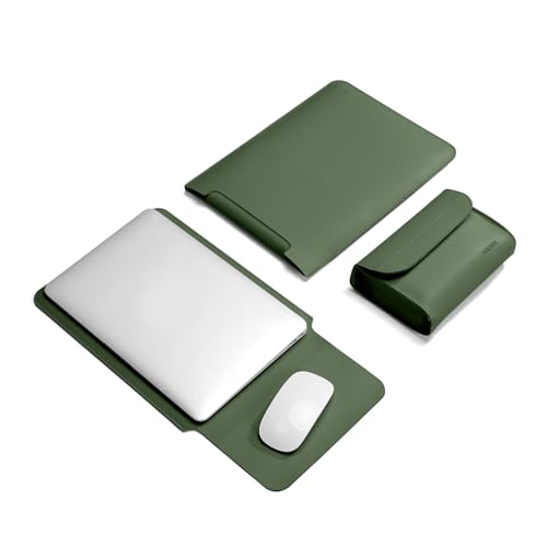 TAIKESEN Laptop-Hülle kompatibel mit MacBook Air 13.6/Pro/Max M2/M1 A2779 A2442 14, 13,5 Surface 5/4/3/2/1, 14 Zoll Dell ASUS Acer Chromebook/HP Stream/IdeaPad, PU-Tasche mit Kleiner Hülle, Grün von TAIKESEN