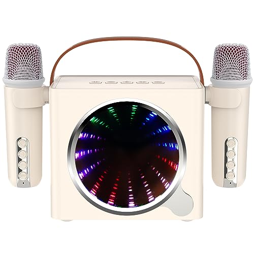 Karaoke Machine with 2 Wireless Microphones Portable Bluetooth KTV System Children's Karaoke Portable Karaoke Speaker with LED Lights Suitable for Home Parties, Gatherings, Birthday Gifts von TAIKOUL