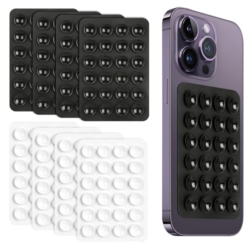 TAIXING 8 Stück Silikon-Saugnäpfe Handy Saugnapf Halterung, Silikon Handyhalterung Saugnapf Handy, Anti-Rutsch Silikon Saugnapf Handyhülle für Selfies und Videos, Freihändig, Rechteck(Schwarz, Weiß) von TAIXING