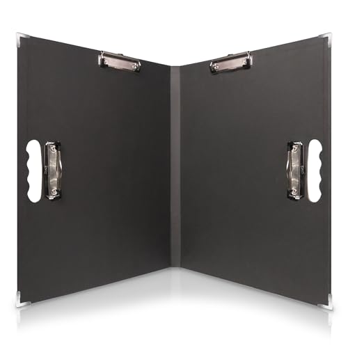 18x24 Klemmbrett - Faltbare 18x24 Datei Ordner & Zeichenbrett - Faltbar auf 11x17 Klemmbretter 4 Clips Eckenschutz Tragbares Mehrzweck-Klemmbrett 11x17 (Schwarz) von TAKERYS