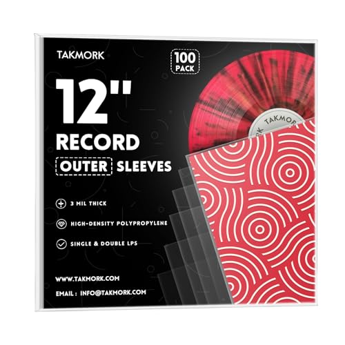 12“ Schallplattenhüllen Vinyl Außenhüllen - Vinylhüllen für Schallplatten | Kristallklare Vinyl Schallplattenhüllen außen | 3 Mil dicke LP Albumhüllen, 100 Stück 12“ Schallplattenhüllen Vinyl Außenhüllen - Vinylhüllen für Schallplatten | Kristallklare Vinyl Schallplattenhüllen außen | 3 Mil dicke LP Albumhüllen, 100 Stück von TAKMORK