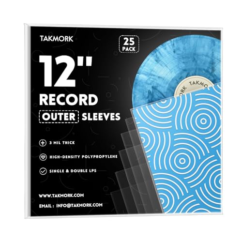 12“ Schallplattenhüllen Vinyl Außenhüllen - Vinylhüllen für Schallplatten | Kristallklare Vinyl Schallplattenhüllen außen | 3 Mil dicke LP Albumhüllen, 25 Stück von TAKMORK