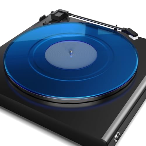 Plattenspieler-Matte, Schallplatten-Slipmat, Acryl-Plattenspieler-Platte, Vinyl-Rutschmatten (Blau) von TAKMORK
