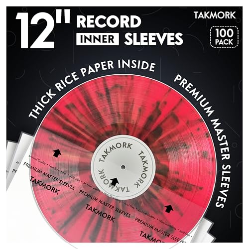 Vinyl Record Inner Sleeves: 12" Anti-Static Rice Paper LP Sleeves Album Record Acid-Free Clear Protective Sleeves for Vinyls Storage, 100pcs Vinyl Record Inner Sleeves: 12" Anti-Static Rice Paper LP Sleeves Album Record Acid-Free Clear Protective Sleeves for Vinyls Storage, 100pcs von TAKMORK