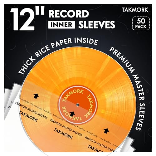 Vinyl Record Inner Sleeves: 12" Anti-Static Rice Paper LP Sleeves Album Record Acid-Free Clear Protective Sleeves for Vinyls Storage, 50pcs Vinyl Record Inner Sleeves: 12" Anti-Static Rice Paper LP Sleeves Album Record Acid-Free Clear Protective Sleeves for Vinyls Storage, 50pcs von TAKMORK