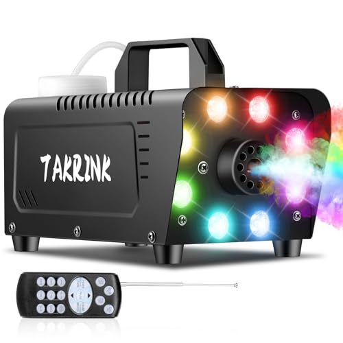 TAKRINK 900W Nebelmaschine Rauchmaschine Smoke Machine 16 Farben RGB Lichteffekt Mini Nebel Maschine mit Fernbedienung für DJ Disco Party, Hochzeit, Halloween, Weihnachten von TAKRINK