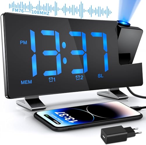 TAKRINK Projektionswecker Radiowecker mit projektion USB-Anschluss Wecker mit projektion12 / 24H Projektionsanzeige 15 Lautstärkestufen 180° Projektor 4 Projektionshelligkeit für Erwachsene, Kinder TAKRINK Projektionswecker Radiowecker mit projektion USB-Anschluss Wecker mit projektion12 / 24H Projektionsanzeige 15 Lautstärkestufen 180° Projektor 4 Projektionshelligkeit für Erwachsene, Kinder von TAKRINK