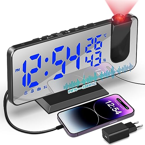 TAKRINK Projektionswecker Radiowecker mit 4 Stufen Bildschirmhelligkeit Digitalwecker mit Temperatur Wecker mit Projektion Dual-Alarm 12 / 24H USB-Anschluss TAKRINK Projektionswecker Radiowecker mit 4 Stufen Bildschirmhelligkeit Digitalwecker mit Temperatur Wecker mit Projektion Dual-Alarm 12 / 24H USB-Anschluss von TAKRINK