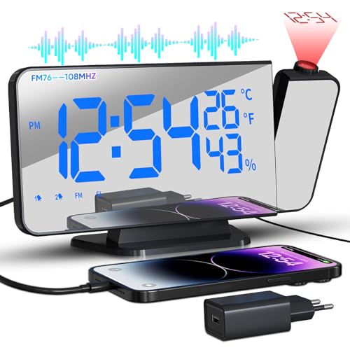TAKRINK Wecker Digital Radiowecker mit 4 Stufen Bildschirmhelligkeit Projektionswecker mit Temperatur mit Projektion Dual-Alarm Type-C Ladegerät 180° Projektor Projektion 12/24H TAKRINK Wecker Digital Radiowecker mit 4 Stufen Bildschirmhelligkeit Projektionswecker mit Temperatur mit Projektion Dual-Alarm Type-C Ladegerät 180° Projektor Projektion 12/24H von TAKRINK