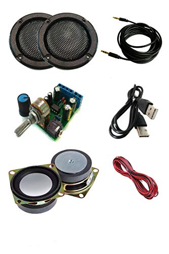 TALENTEC Audio DIY Kit: 2.0 Verstärker, 2X 5W 4Ω 2"Lautsprecher, 2X 2 Schwarze Gitter, verkabelt. DIY Sound Kit von TALENTEC