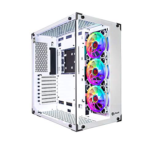 Talius Cronos Frost ATX-Gaming-Box, gehärtetes Glas, Lüfter Iris ARGB (in DREI Farben erhältlich) (Weiß) von TALIUS