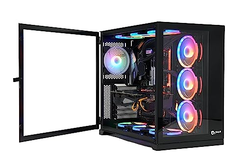 Talius Gaming-Box für PC Zeus/Cronos, Schwarz, Fenster aus gehärtetem Glas und Seitentür, modularer Rahmen, Dual-Kamera, USB 3.0 von TALIUS