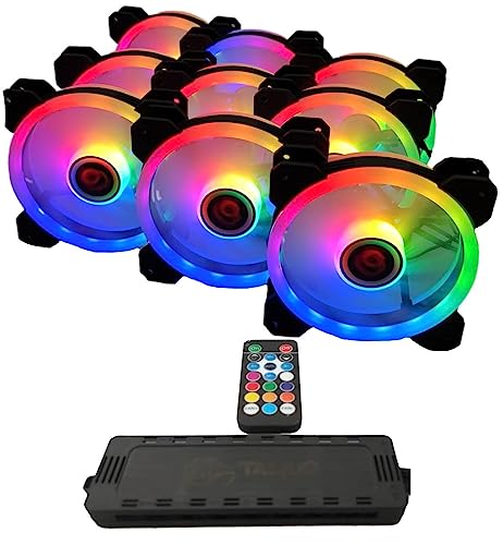 Talius Iris Spectrum ARGB/Cronos Lüfter 120mm Sweep-Effekte Puls Spirale Doppelring LED Anschluss 6 Pin (9 FAN BLK + CENTRALITA) von TALIUS