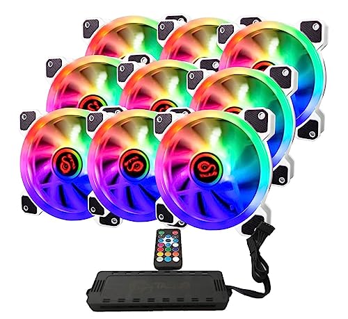 Talius Iris Spectrum ARGB/Cronos Lüfter 120mm Sweep-Effekte Puls Spirale Doppelring LED Anschluss 6 Pin (9 FAN WHT + CENTRALITA) von TALIUS