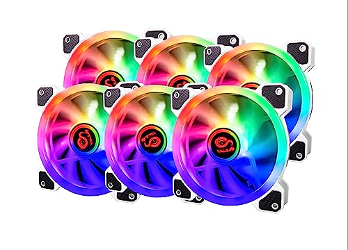 Talius Iris Spectrum ARGB/Cronos Ventilatoren 120mm Sweep-Effekte, Puls, Spirale, Doppelring LED, 6-poliger Anschluss (6 FAN WHITE) von TALIUS