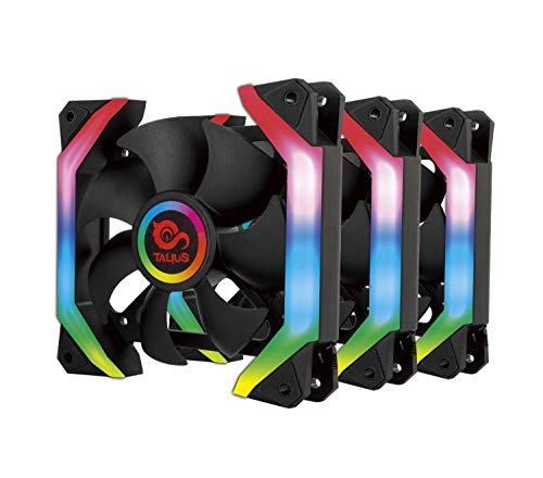 Talius Kit mit 3 Lüftern und Steuergerät mit Shield-Spectrum-Fernbedienung, 12 cm, Retail, Kehreffekte, Puls, Spirale, Doppelring, 6-poliger Anschluss (3 Fan Shield Spectrum + Centralia) von TALIUS