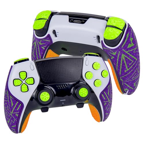 TALONGAMES Controller Grip Tapes kompatibel mit PS5 DualSense Edge Elite Version Farbig Anti-Rutsch-Tape kompatibel mit Playstation 5 Edge Griffen Multi-Textur Schweißbelüftung (Lila & Grün & Orange) von TALONGAMES
