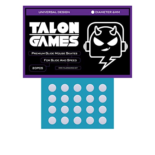 TALONGAMES Mausfüße, sehr glatt, abgerundet, gebogene Kanten, universal, 6 mm x 20 Stück, Grau von TALONGAMES