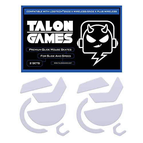 TALONGAMES Mausfüße mit abgerundeten abgerundeten Kanten, kompatibel mit Logitech G502 X kabelgebunden/G502 X kabellosen Gaming-Mausfüßen, Ersatz, 0,8 mm, reines PTFE-Material mit super glatten von TALONGAMES