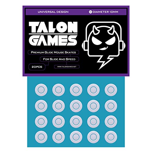 TALONGAMES Superglatte Mausfüße mit abgerundeten geschwungenen Kanten, superschnell, glatte und langlebige Sohle für Universal (10 mm x 20 Stück, Grau) von TALONGAMES