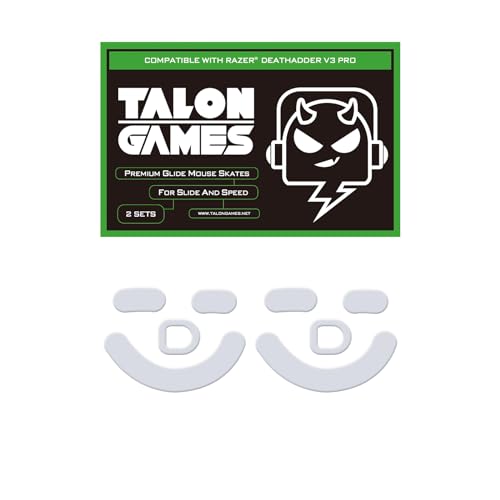 Talongames Mausfüße mit abgerundeten gebogenen Kanten, kompatibel mit Razer DeathAdder V3 Pro Gaming-Mausfüßen, 0,8 mm, reines PTFE-Material mit super glatten Gleitpads von TALONGAMES