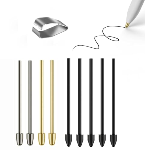 Metallspitzen/Spitzen Ersatz für Samsung Galaxy Tab S9/S9FE+/S9 Ultra/S8/S8+/S8 Ultra/S7/S7 FE/S6/S6 Lite/S22/S23/S24 Ultra S Stift, Titan + Kupfer + Kunststofffedern/Spitzen + Clip (2+2+5 Stück) von TALTAW