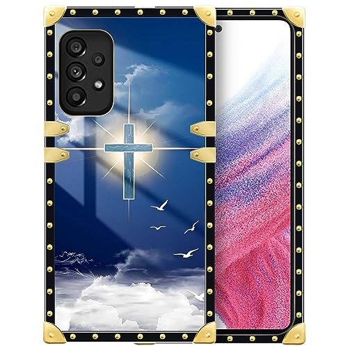 TAMEFOX Kompatibel mit Samsung Galaxy A53 5G Hülle, christliches Jesus-Muster für Frauen und Mädchen, weiches TPU, stoßfest, quadratisch, Schutzhülle für Samsung Galaxy A53 5G (6,5 Zoll) von TAMEFOX