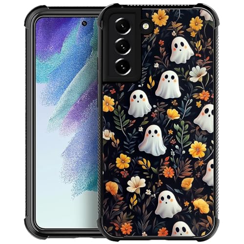 TAMEFOX Kompatibel mit Samsung Galaxy S21 FE Hülle, Halloween-Blumengeist, langlebig, weiches TPU, stärker, stoßfest, rutschfestes Design, Schutzhülle für Samsung Galaxy S21 FE von TAMEFOX