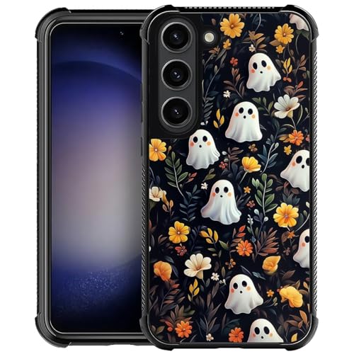 TAMEFOX Kompatibel mit Samsung Galaxy S23 Hülle, Halloween-Blumengeist, langlebig, weiches TPU, stärker, stoßfest, Anti-Rutsch-Design, Schutzhülle für Samsung Galaxy S23 von TAMEFOX