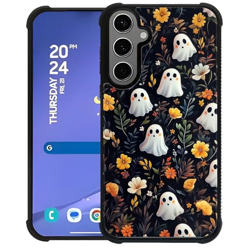 TAMEFOX Kompatibel mit Samsung Galaxy S24 Plus/S25 Plus Hülle, Halloween-Blumengeist, langlebig, weiches TPU, stärker, stoßfest, Anti-Rutsch-Design, Schutzhülle für Samsung Galaxy S24 Plus/S25 Plus von TAMEFOX