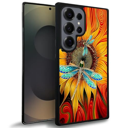 TAMEFOX Kompatibel mit Samsung Galaxy S25 Ultra, 4 Libelle in der Blume, dünne, weiche, stoßfeste TPU-Schutzhülle für Samsung Galaxy S25 Ultra 17,5 cm (6,9 Zoll) von TAMEFOX