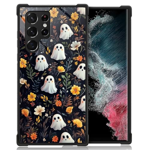 TAMEFOX Schutzhülle für Samsung Galaxy S22 Ultra, Halloween-Blumengeist, langlebig, weiches TPU, stärker, stoßfest, Anti-Rutsch-Design, Schutzhülle für Samsung Galaxy S22 Ultra von TAMEFOX