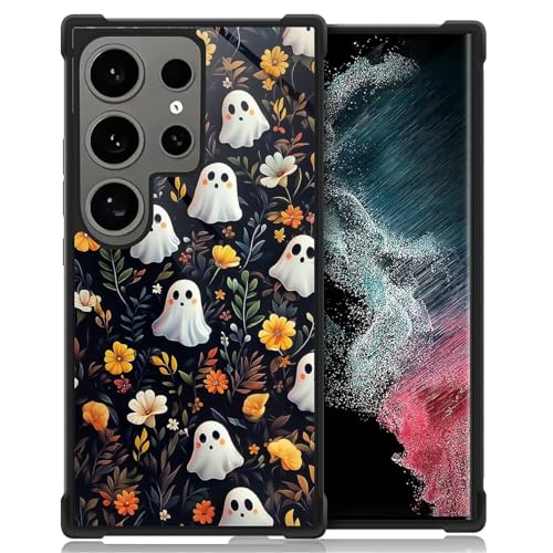 TAMEFOX Schutzhülle für Samsung Galaxy S24 Ultra, Halloween-Blumengeist, langlebig, weiches TPU, stärker, stoßfest, Anti-Rutsch-Design, Schutzhülle für Samsung Galaxy S24 Ultra von TAMEFOX