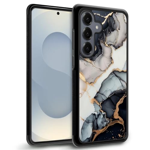 TAMEFOX Schutzhülle für Samsung Galaxy S25+ Plus, 17 cm (6,7 Zoll), Schwarz / Gold, Marmor-Hülle, dünn, weich, stoßfest, TPU, Schwarz / goldfarben von TAMEFOX