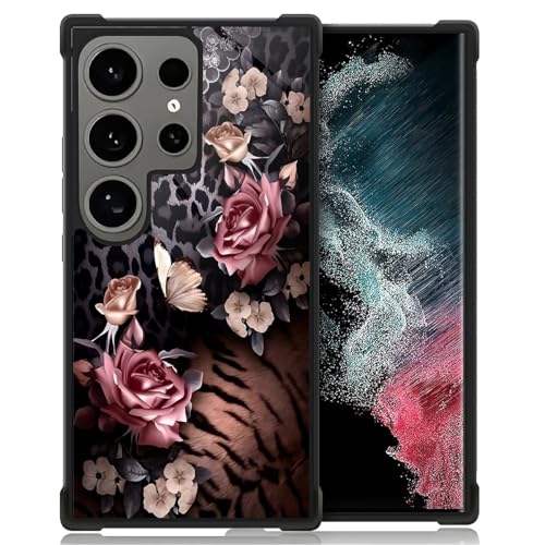 TAMEFOX Schutzhülle für Samsung Galaxy S25 Ultra, Leopardenmuster, langlebig, weiches TPU, stärker, stoßfest, rutschfest, Leopardenmuster, Schwarz von TAMEFOX