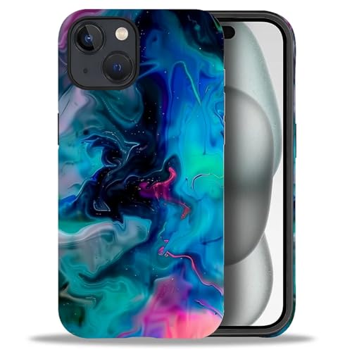 TAMEFOX Schutzhülle für iPhone 15 Plus, kompatibel mit iPhone 15 Plus, Blau / Schwarz, Hybrid-Hybrid-Schutzhülle mit 2-lagiger Hartschale + Silikon, doppelte Schutzhülle, kratzfest, stoßfest von TAMEFOX