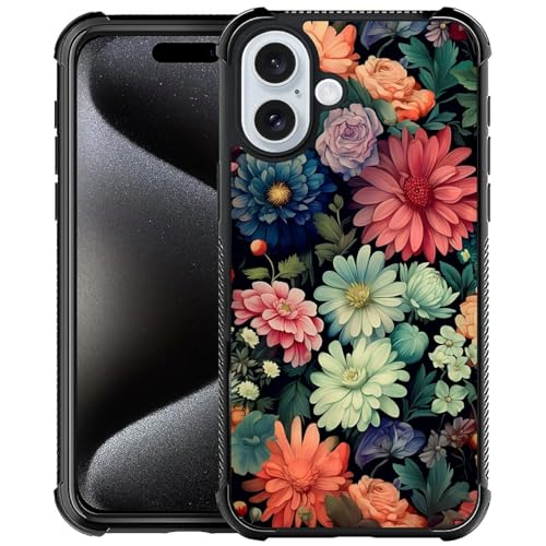 TAMEFOX Schutzhülle für iPhone 16 Plus, kompatibel mit iPhone 16 Plus, Motiv: Blüten und Blumen, vier Ecken, stoßfest, rutschfest, sturzsicher von TAMEFOX