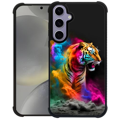 TAMEFOX Stärkere Stoßfeste Schutzhülle für Samsung Galaxy S24/S25, buntes Rauchtiger, langlebiger, weicher TPU-Silikonrand, rutschfestes Design, Schutzhülle für Samsung Galaxy S24/S25 15,7 cm (6,2 von TAMEFOX