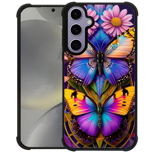 TAMEFOX Stärkere Stoßfeste Schutzhülle für Samsung Galaxy S24/S25, schöne Schmetterlinge, langlebig, weiches TPU-Silikon, Anti-Rutsch-Design, Schutzhülle für Samsung Galaxy S24/S25 15,7 cm (6,2 Zoll) von TAMEFOX