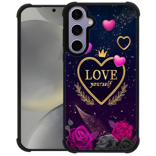 TAMEFOX Stärkere Stoßfestigkeit für Samsung Galaxy S24/S25, Love Yourself-Hülle, strapazierfähiges, weiches TPU-Silikon-Rand, Anti-Rutsch-Design, Schutzhülle für Samsung Galaxy S24/S25 15,7 cm (6,2 von TAMEFOX